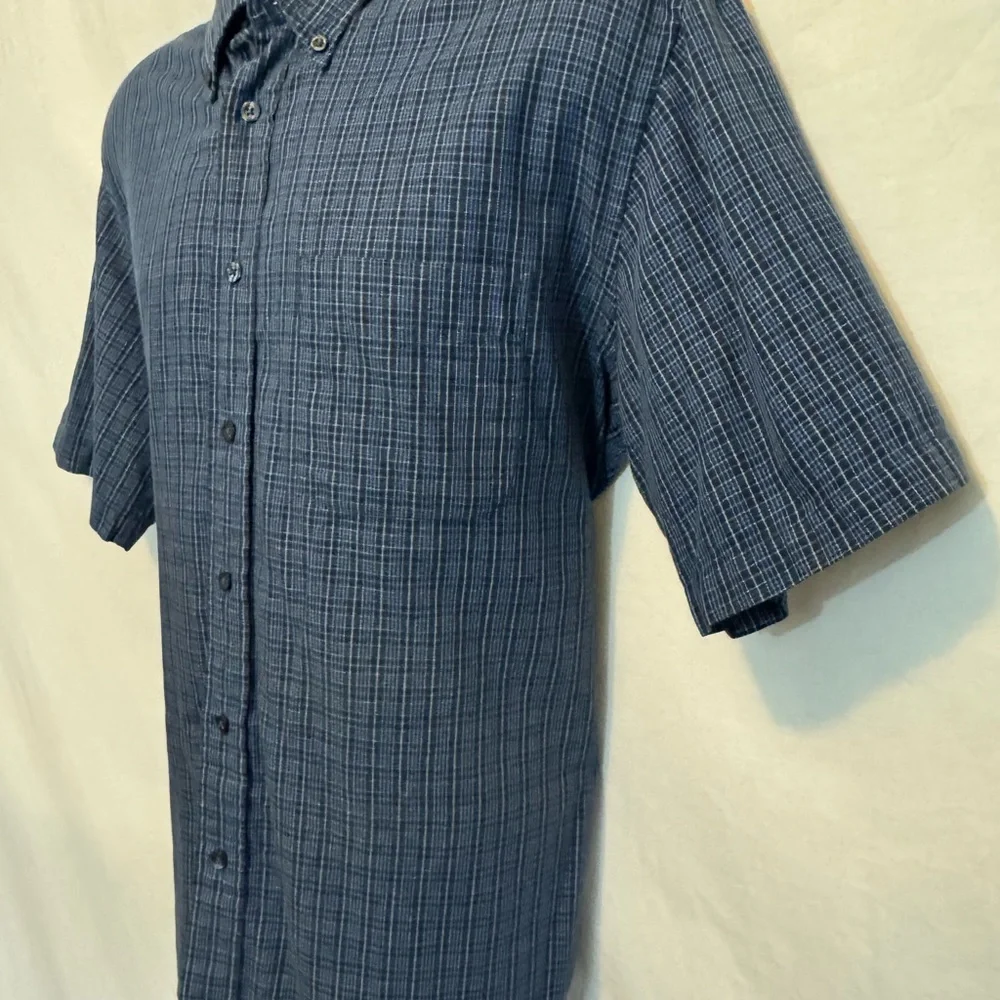 C-161 Men’s Dockers Blue & Black Plaid Short Sleeve Casual Button Down‎ Shirt